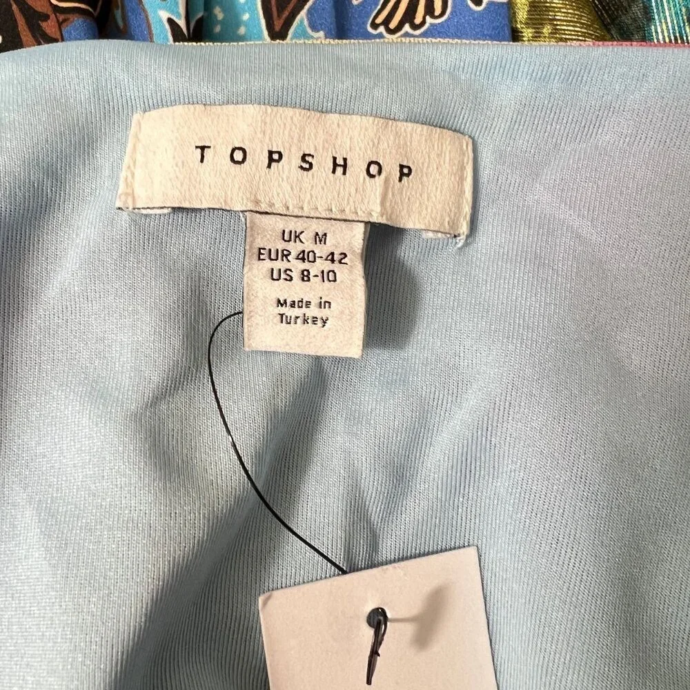 Topshop Spray Paint Floral Print Mini Tea Dress Size 8-10 M - Picture 9 of 9